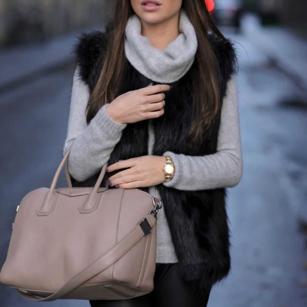 Express Black Faux Fur Vest